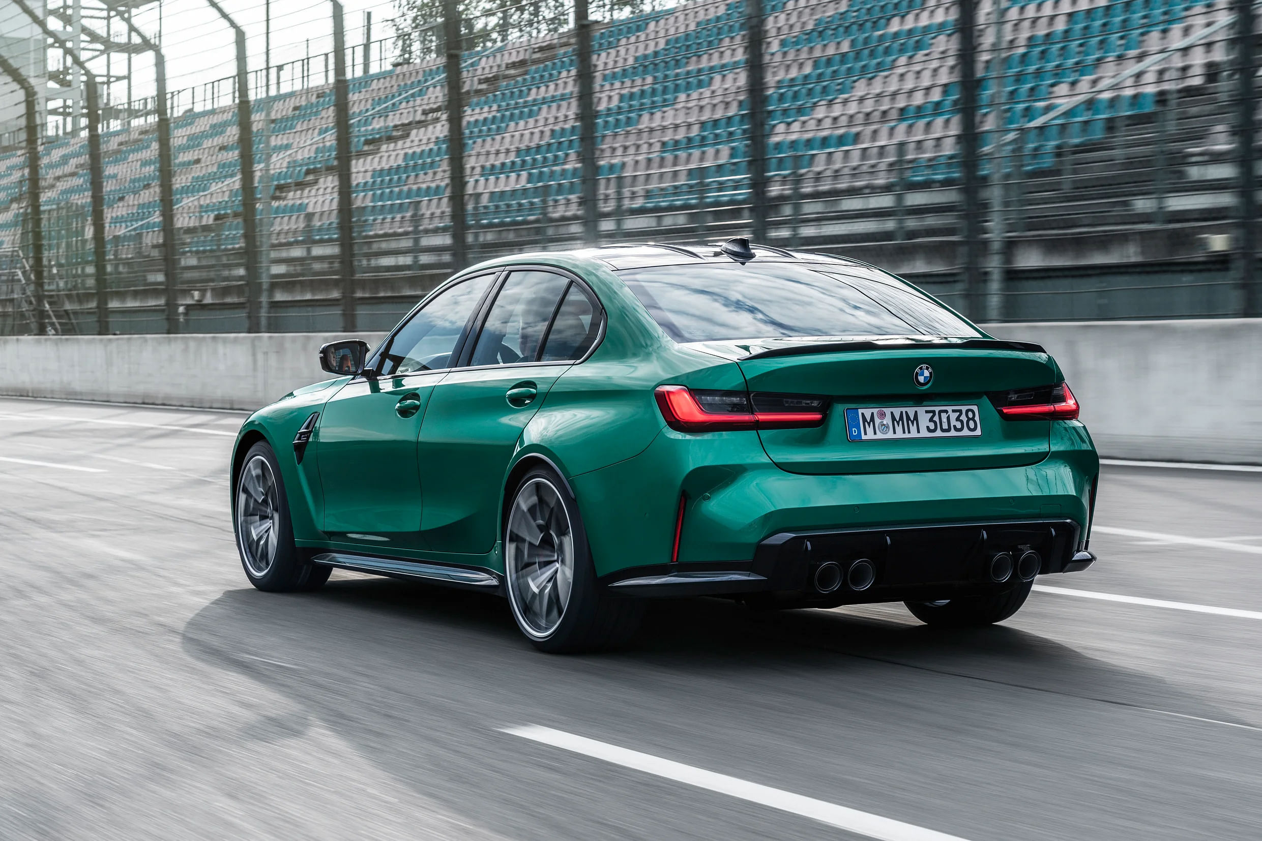 Green BMW M3 Competition Rear Profile