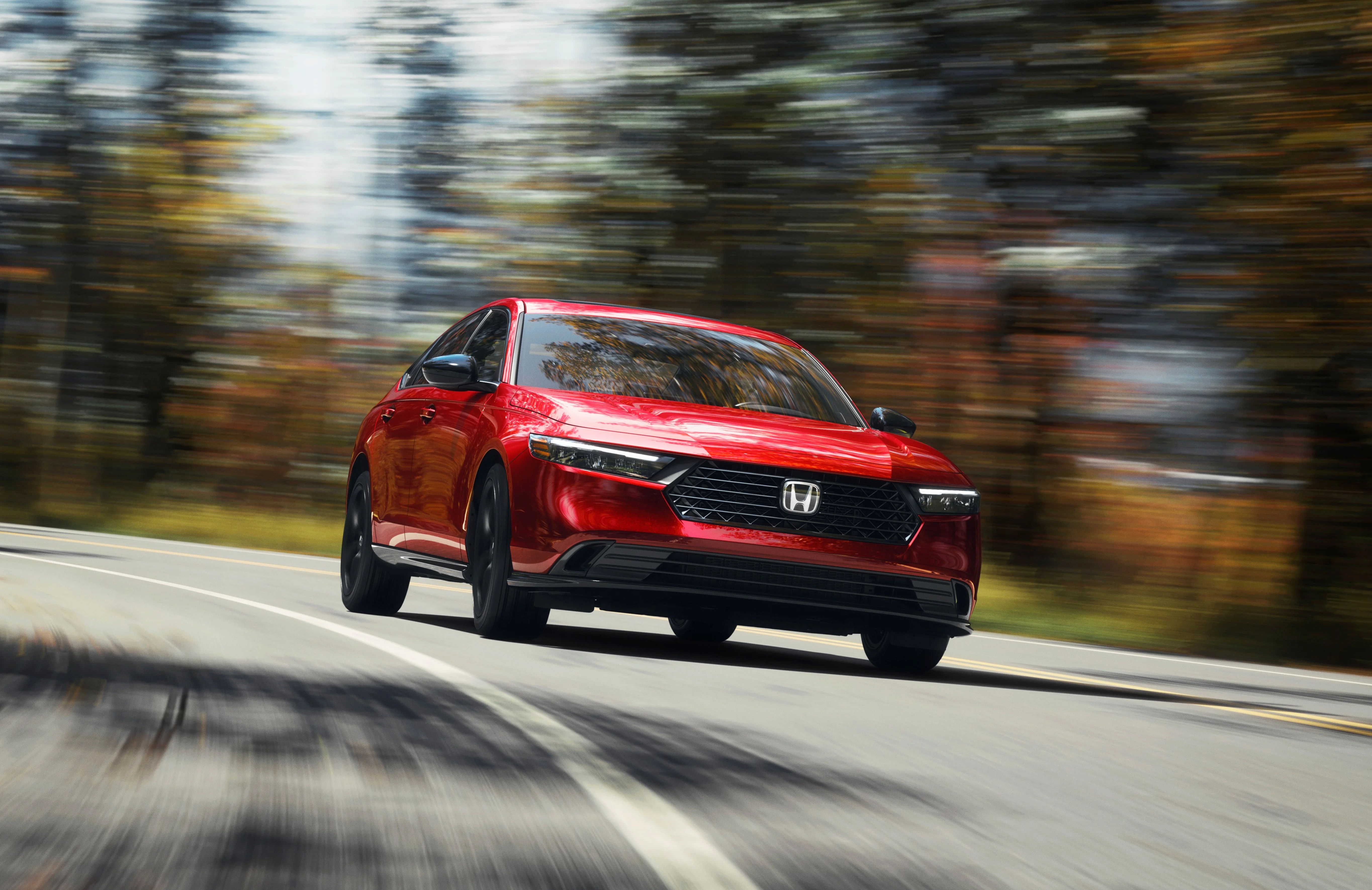 Red 2024 Honda Accord Front Profile Rolling Shot  