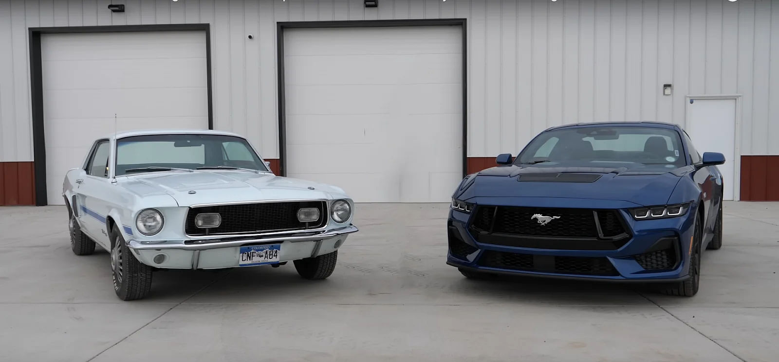 Blue 2024 Ford Mustang GT Engine VS Classic FOrd Mustang