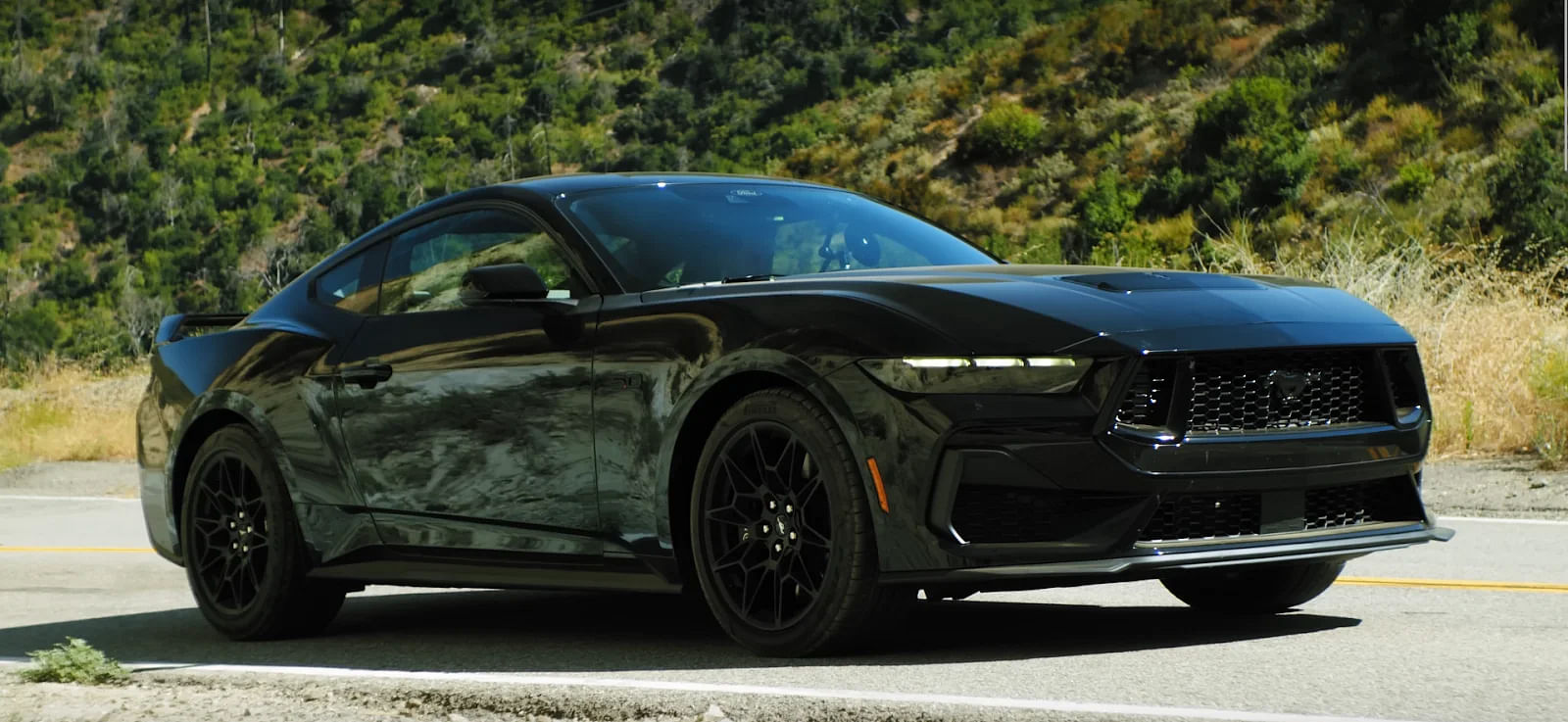 Black 2024 Ford Mustang GT Front Side Profile