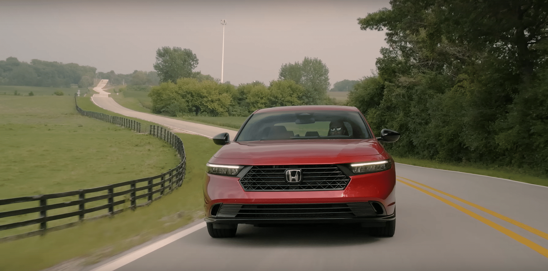 Red 2024 Honda Accord Front Profile Rolling Shot  