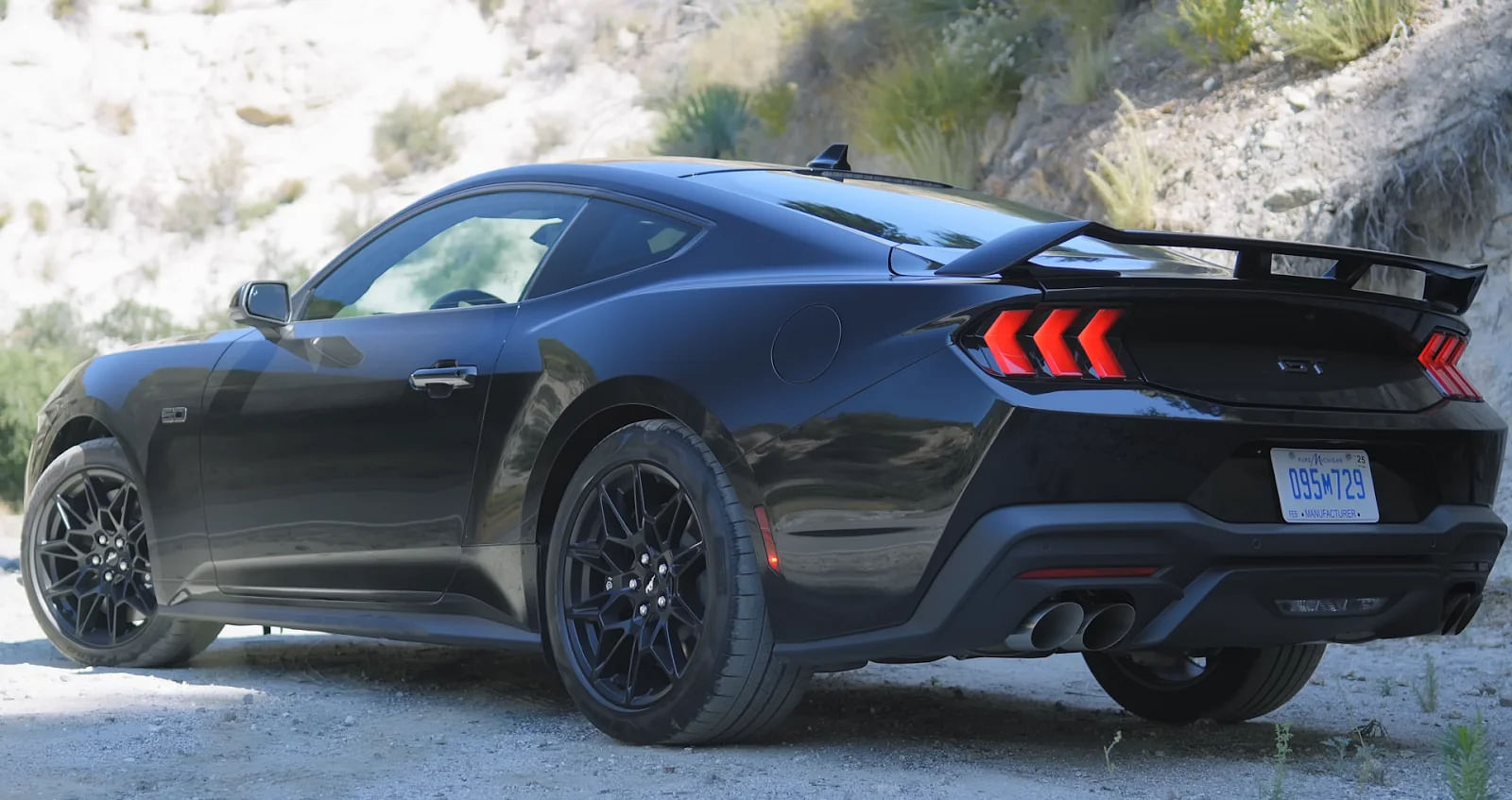 Black 2024 Ford Mustang GT Rear Side Profile