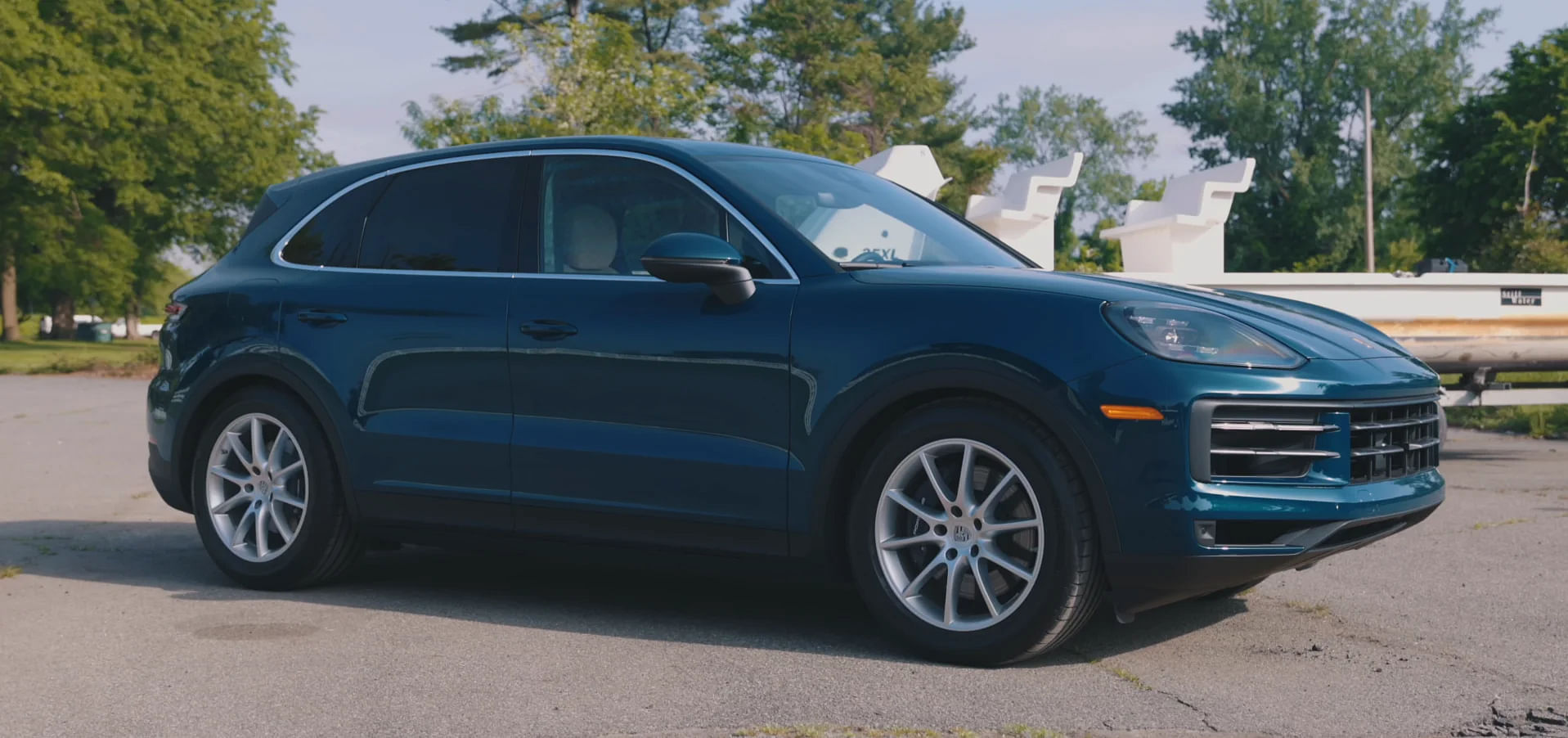 Blue 2024 Porsche Cayenne Side Profile