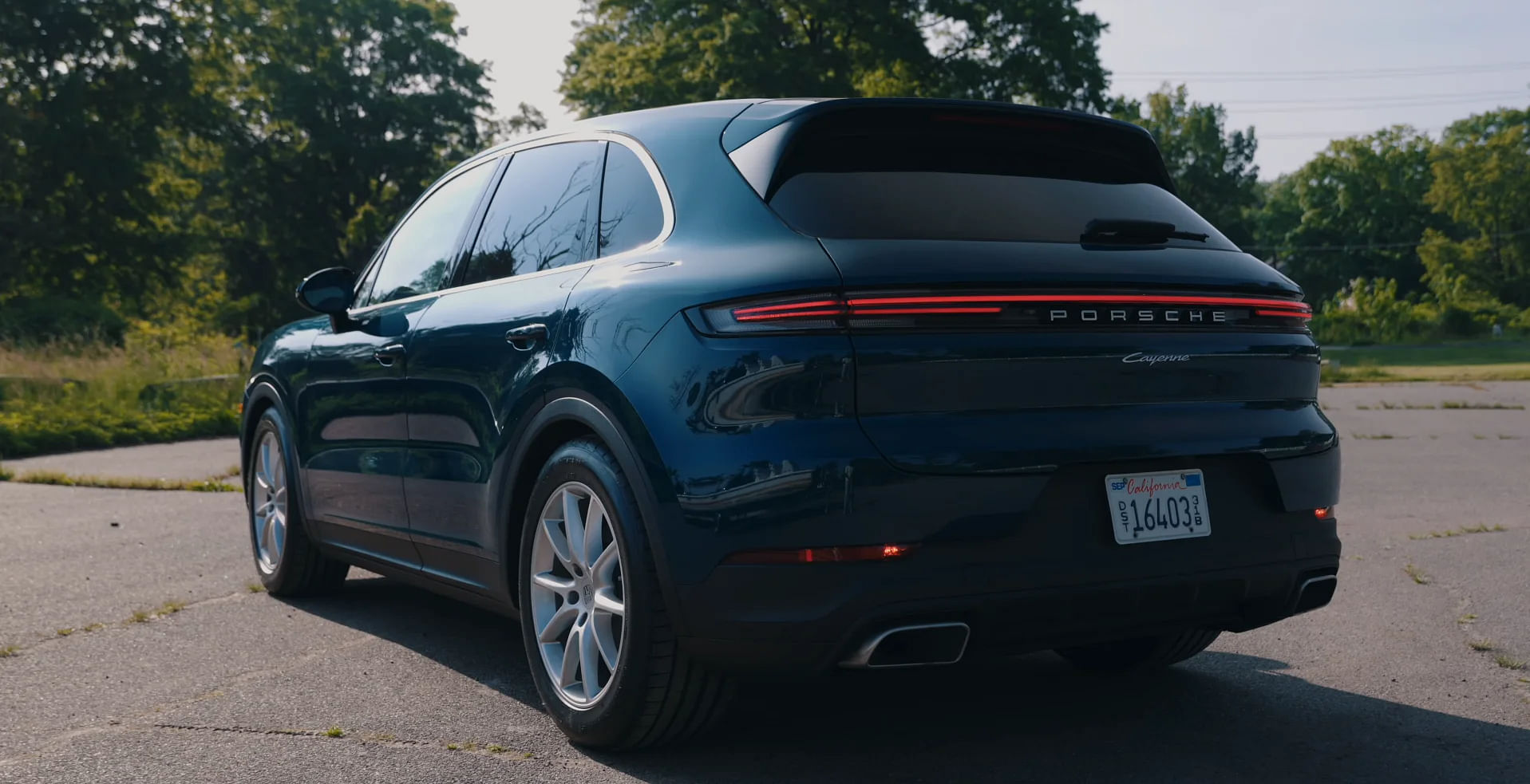 Blue 2024 Porsche Cayenne Rear Profile